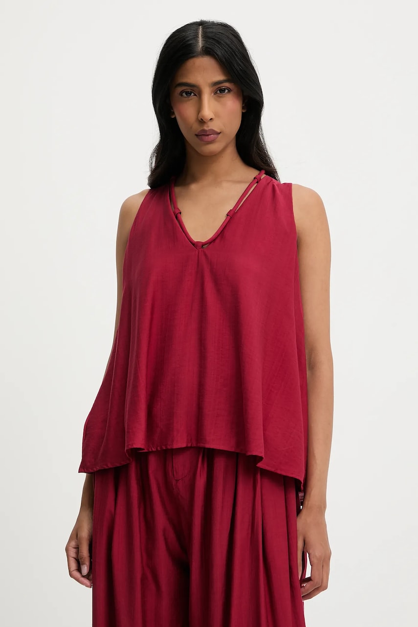 Answear Lab top culoarea bordo, neted
