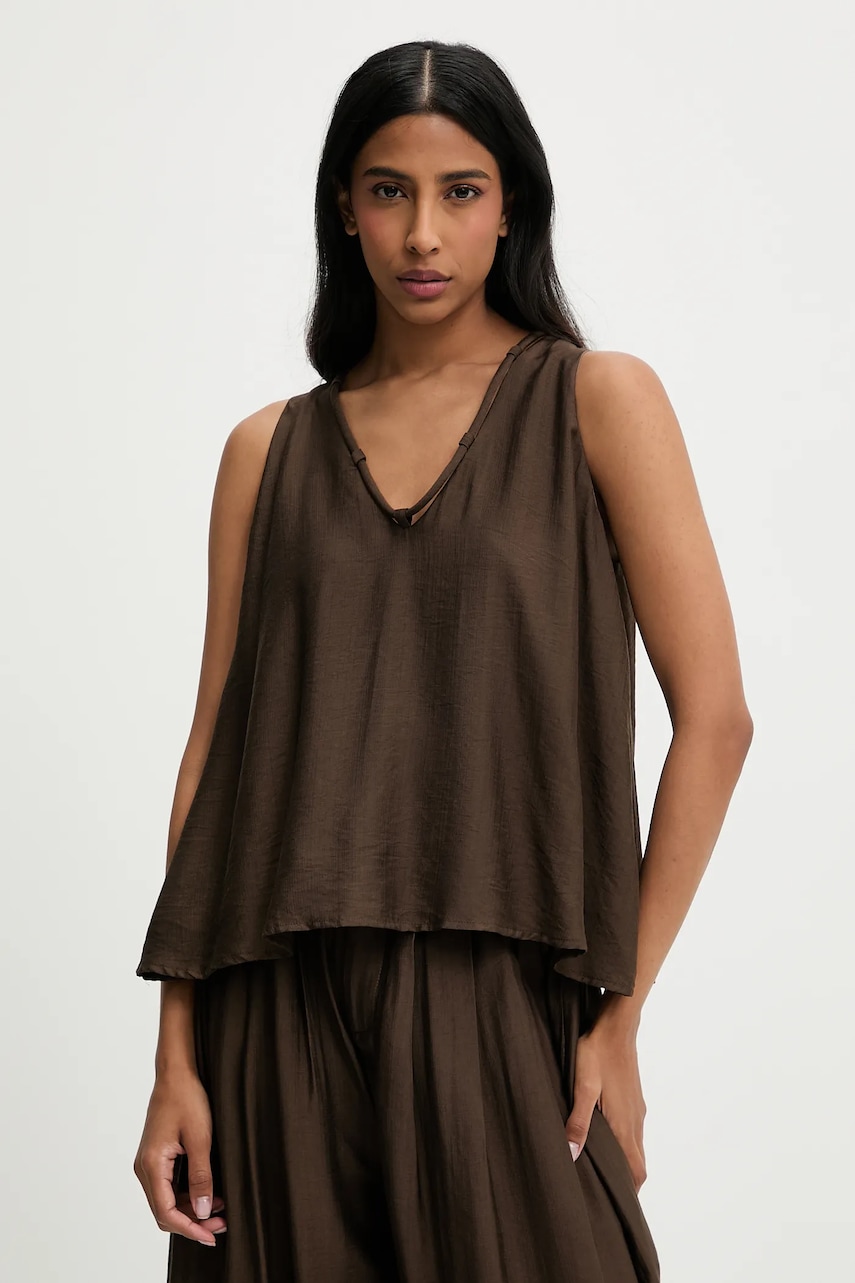 Answear Lab top culoarea maro, neted