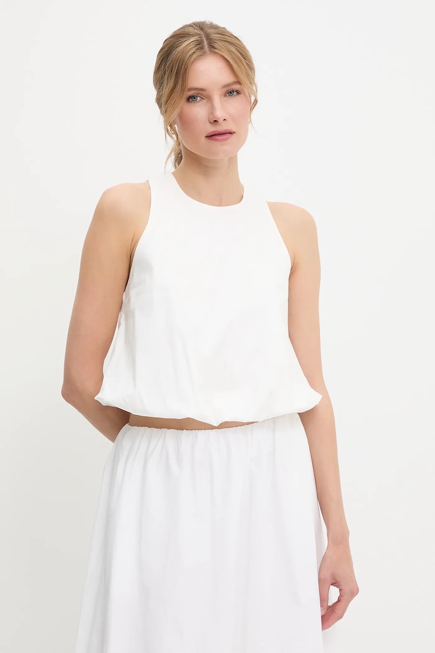 Answear Lab bluza din bumbac culoarea alb, neted - 0 | YEO