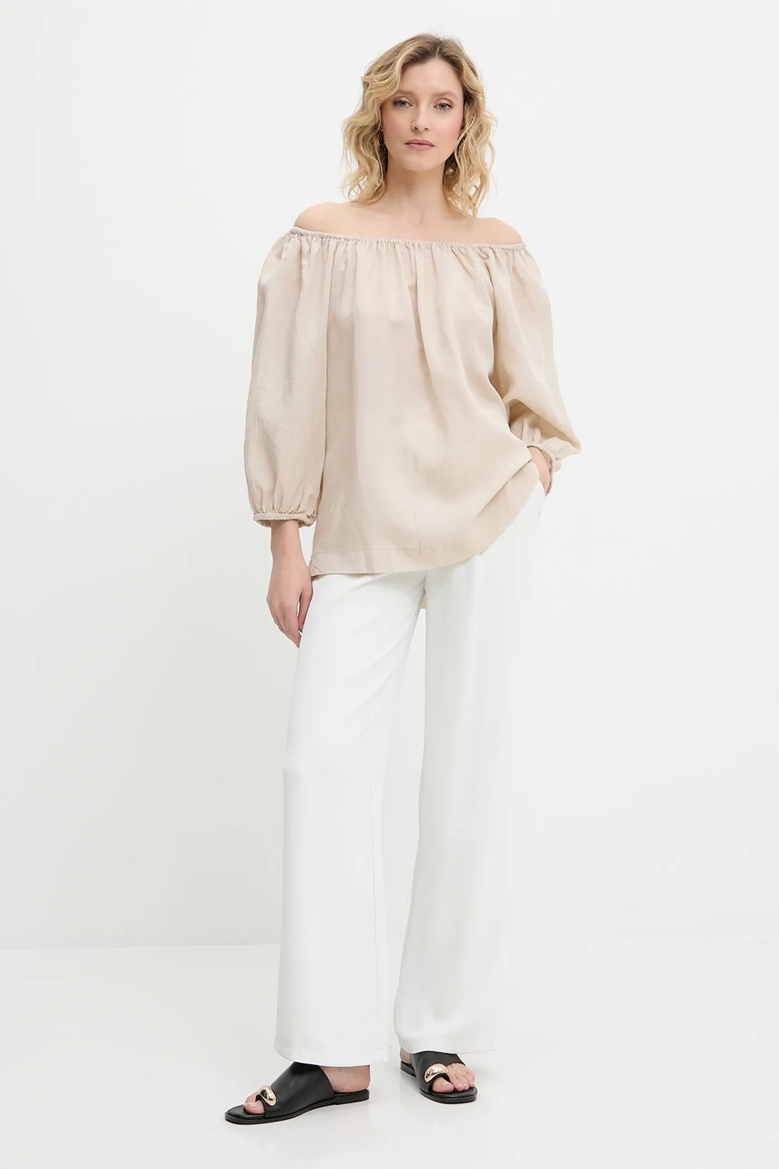 Блузка с примесью шерсти Answear.LAB цвет бежевый однотонная