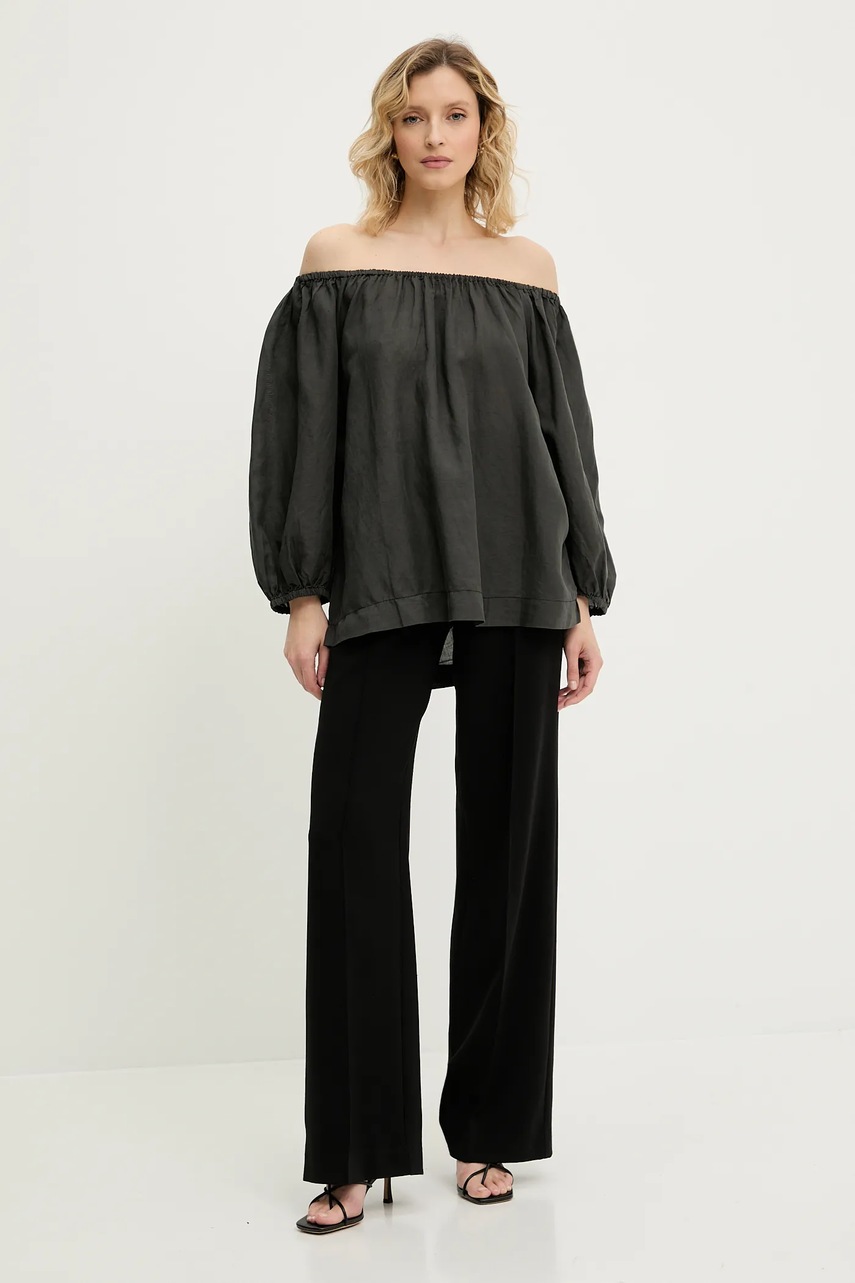 Блузка с примесью шерсти Answear.LAB цвет серый однотонная