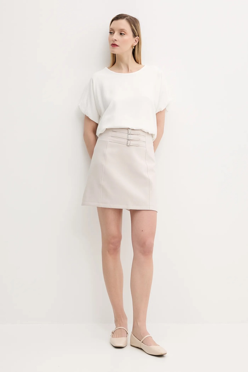 Блузка со льном Answear.LAB цвет белый однотонная