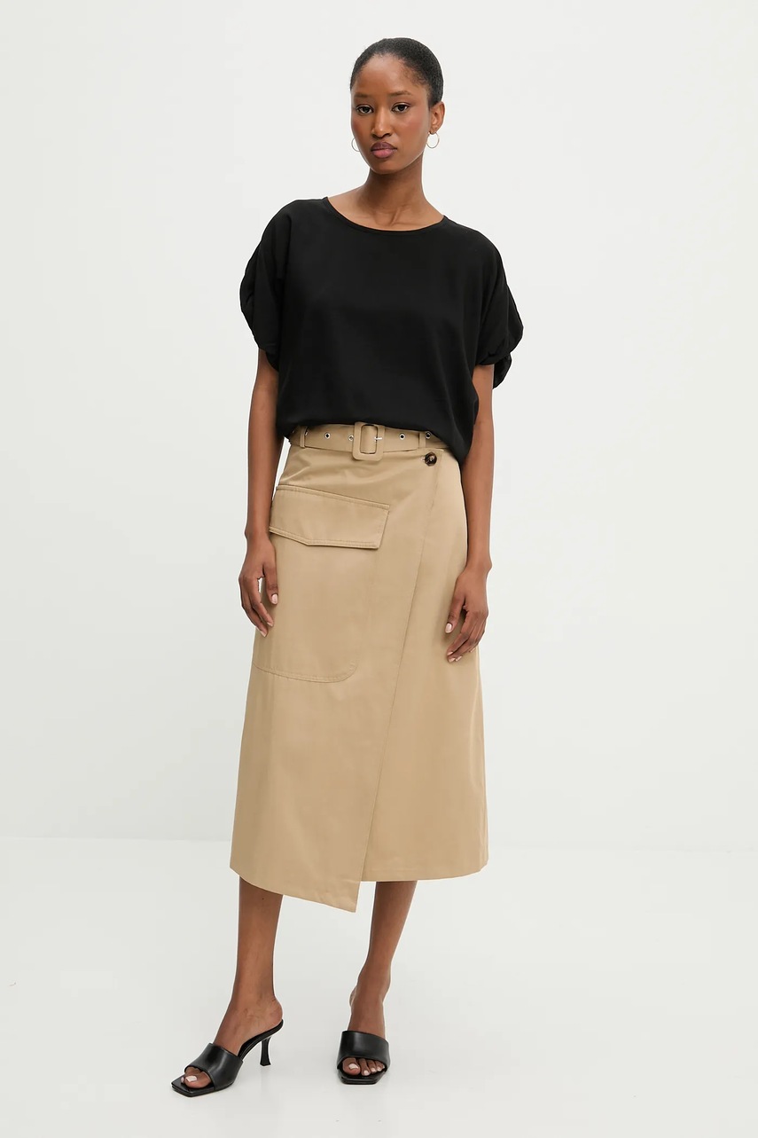 Блузка со льном Answear.LAB цвет чёрный однотонная