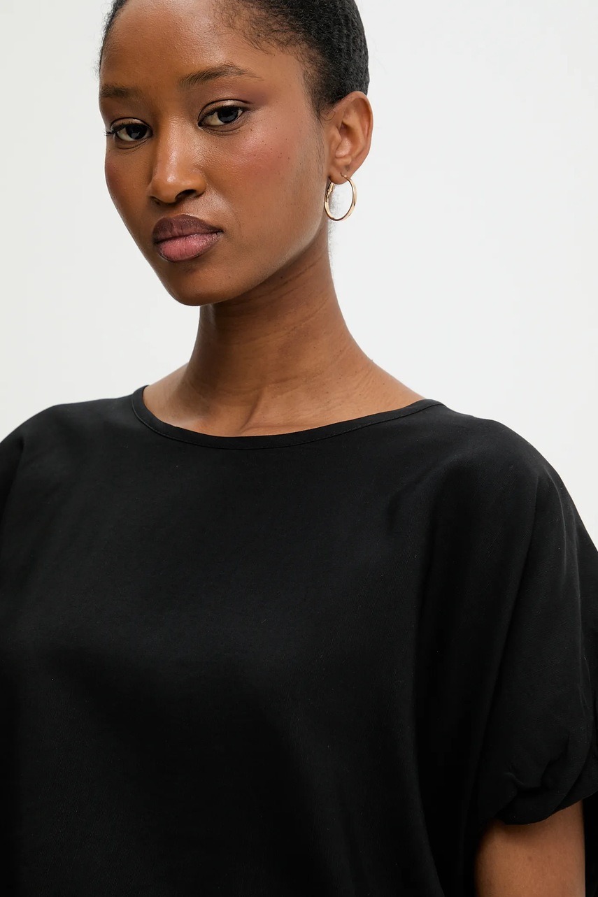 Μπλούζα με λινό Answear.LAB χρώμα: μαύρο φωτογραφία