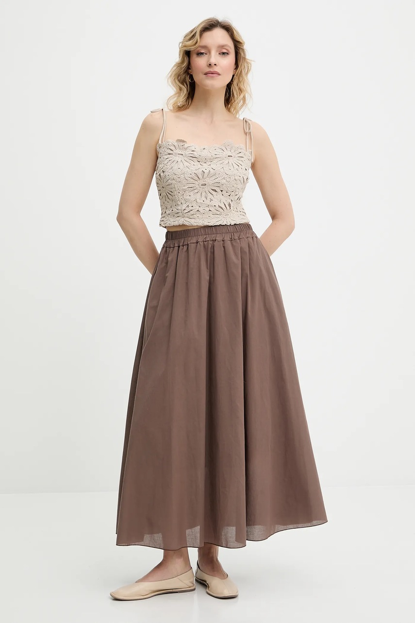 Хлопковый топ Answear.LAB цвет бежевый однотонная