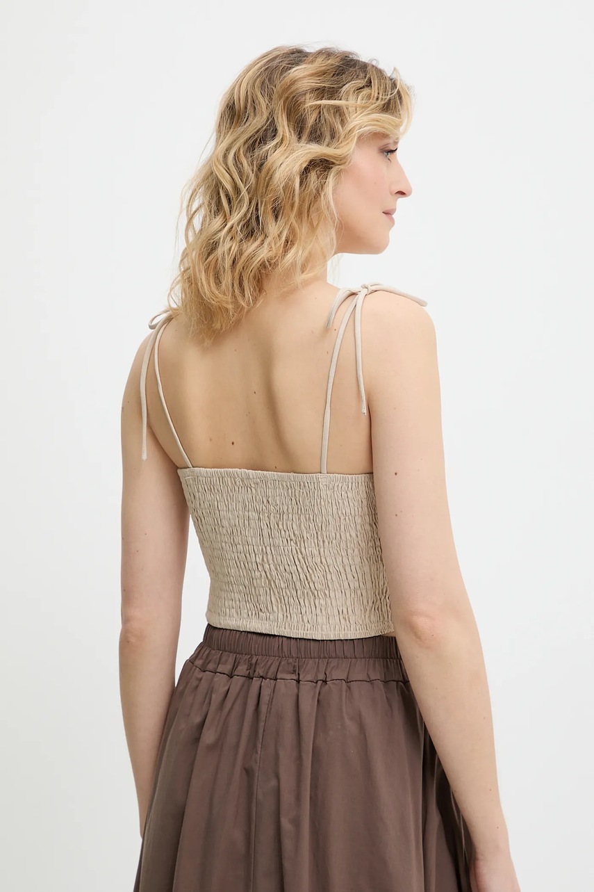 Βαμβακερό τοπ Answear.LAB χρώμα: μπεζ φωτογραφία