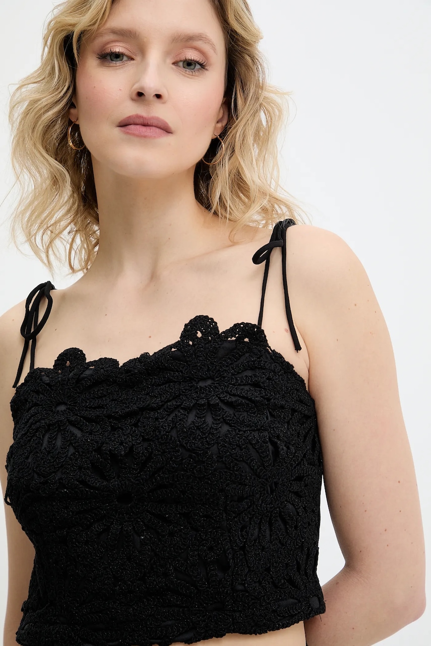 Answear Lab top din bumbac culoarea negru, neted