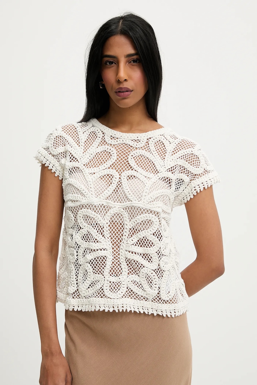 Answear Lab bluza din bumbac culoarea bej, neted