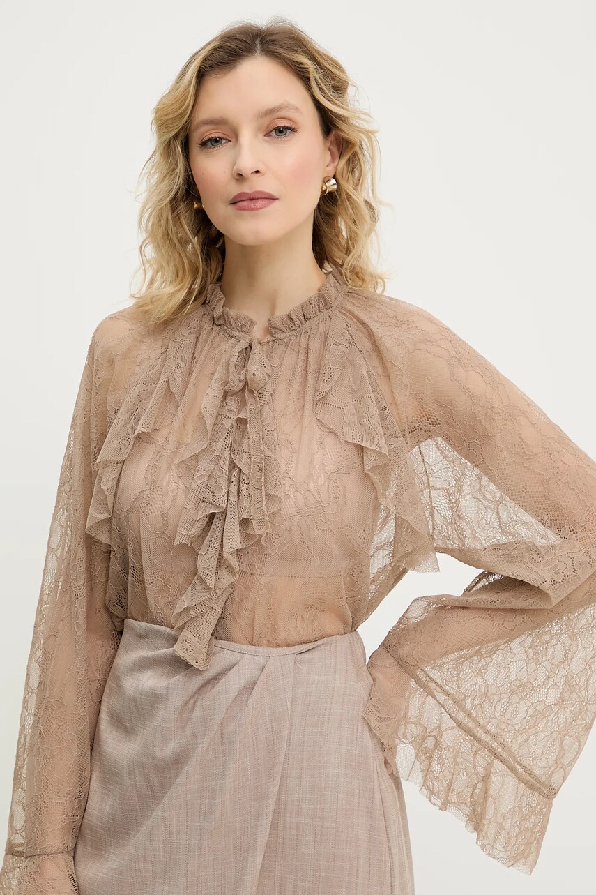 Answear Lab bluza culoarea maro, neted