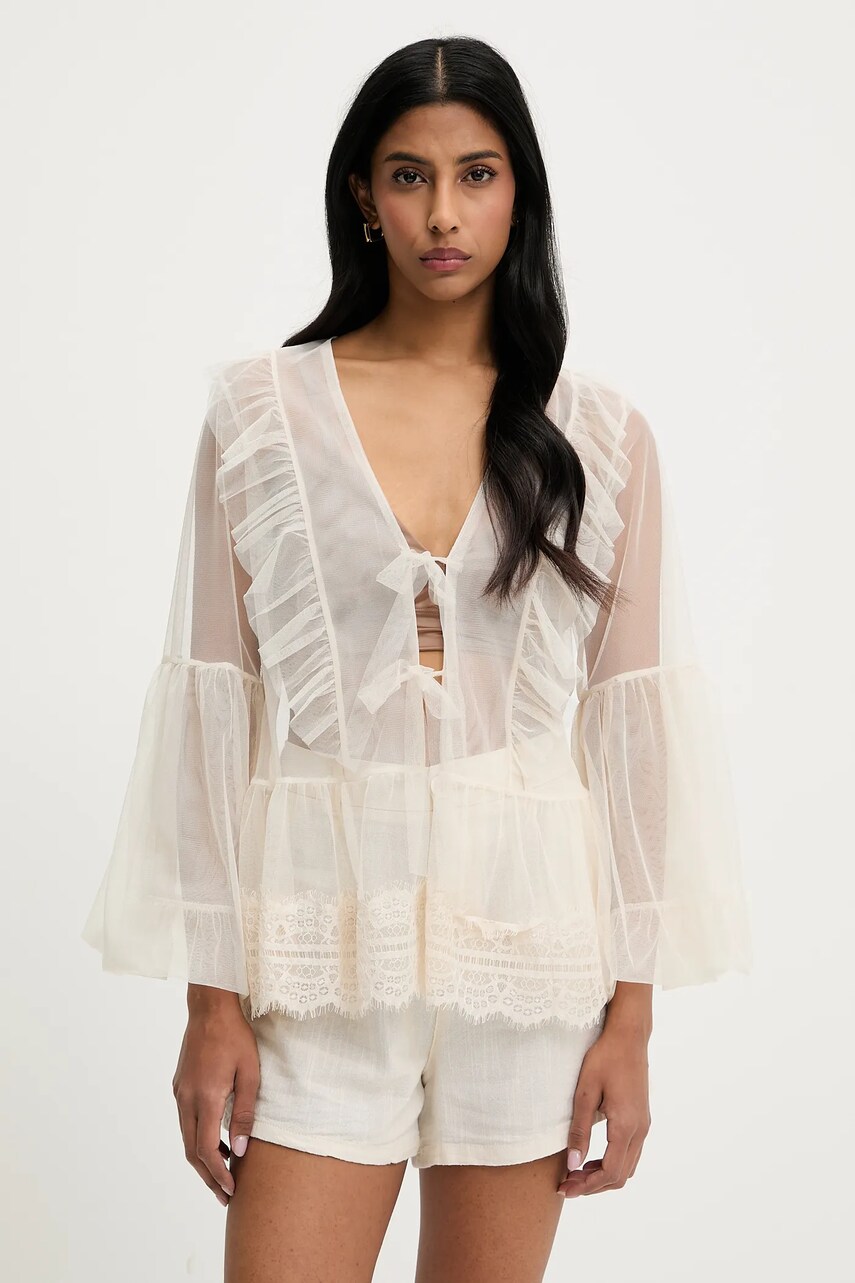 Answear Lab bluza culoarea bej, neted