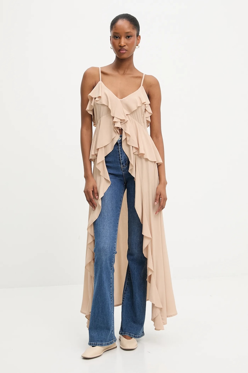 Answear Lab top culoarea bej, neted