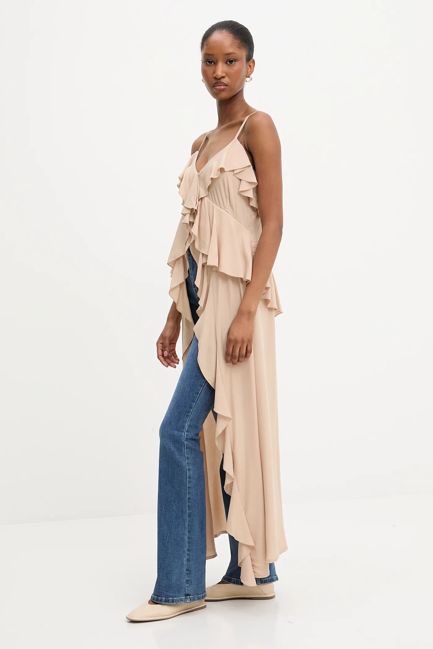 Топ Answear.LAB цвет бежевый однотонная