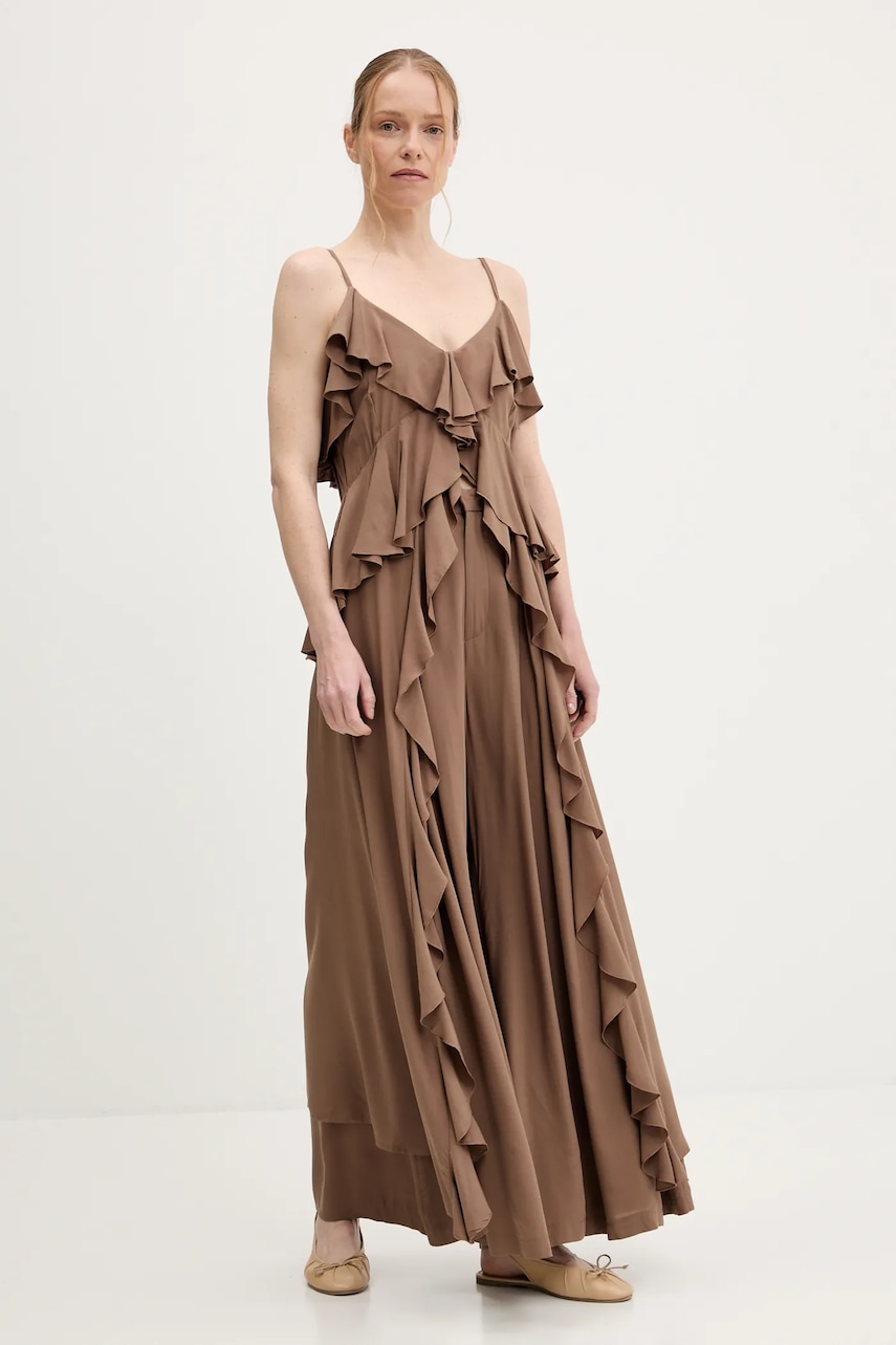 Answear Lab top culoarea maro, neted