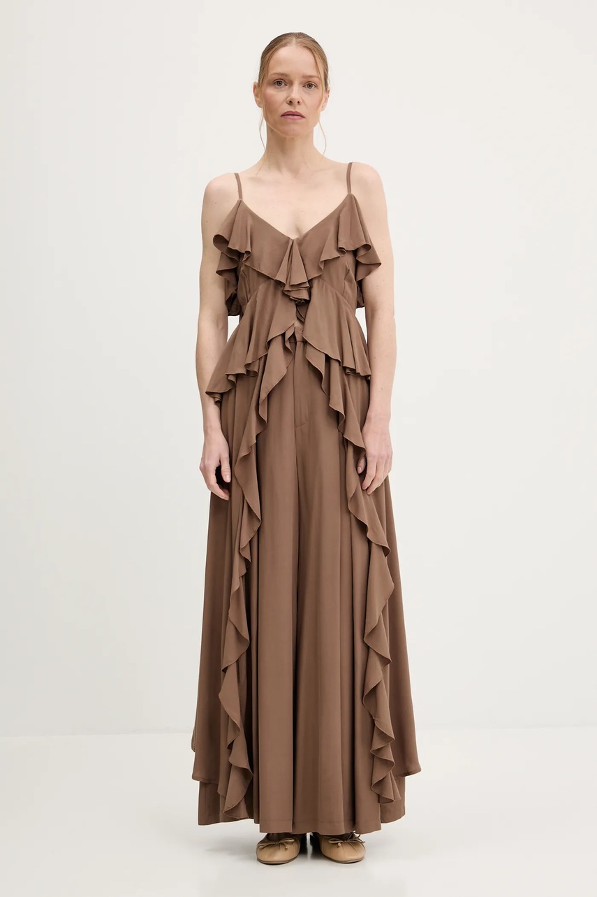 Топ Answear.LAB цвет коричневый однотонная