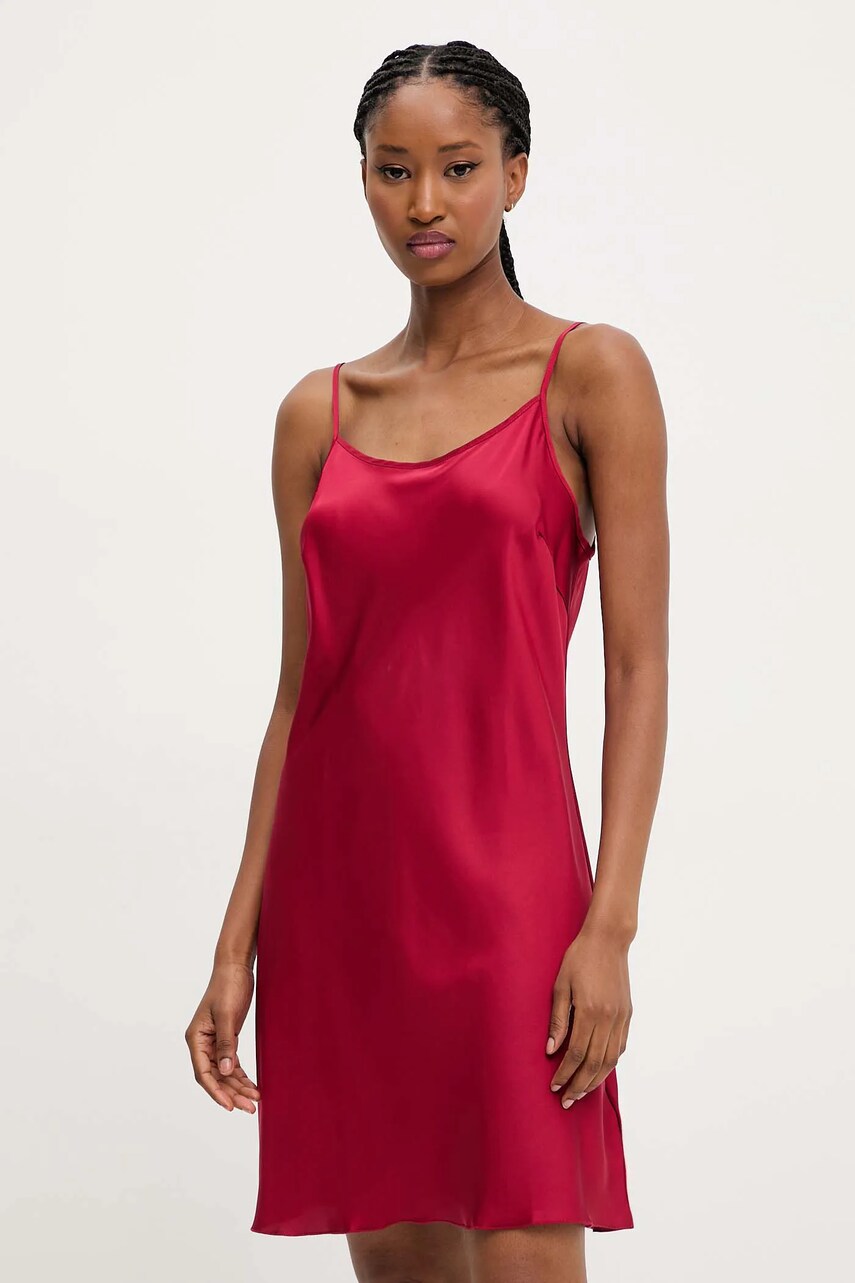 Answear Lab camasa de noapte femei, culoarea rosu, satin