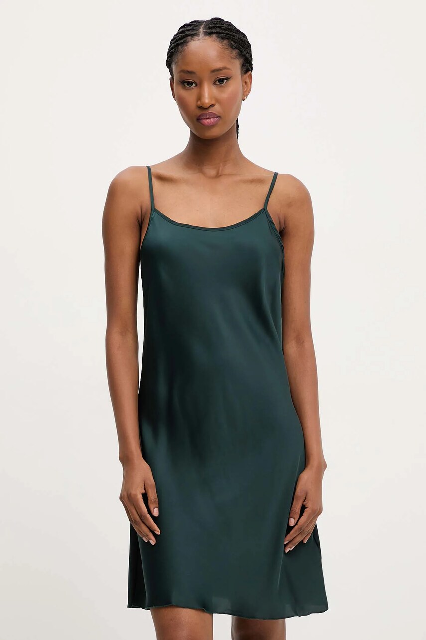 Answear Lab camasa de noapte femei, culoarea verde, satin