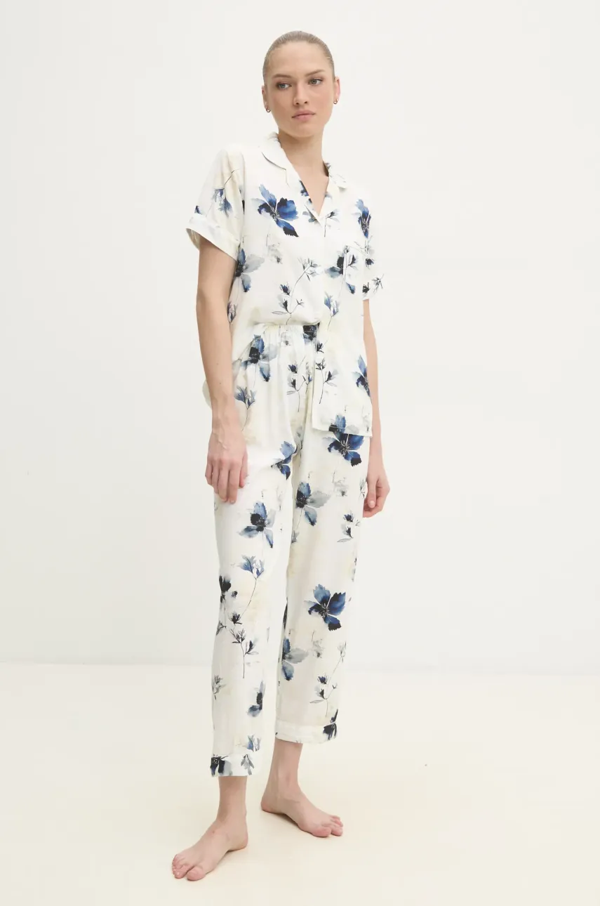Answear Lab pijama femei, culoarea albastru marin