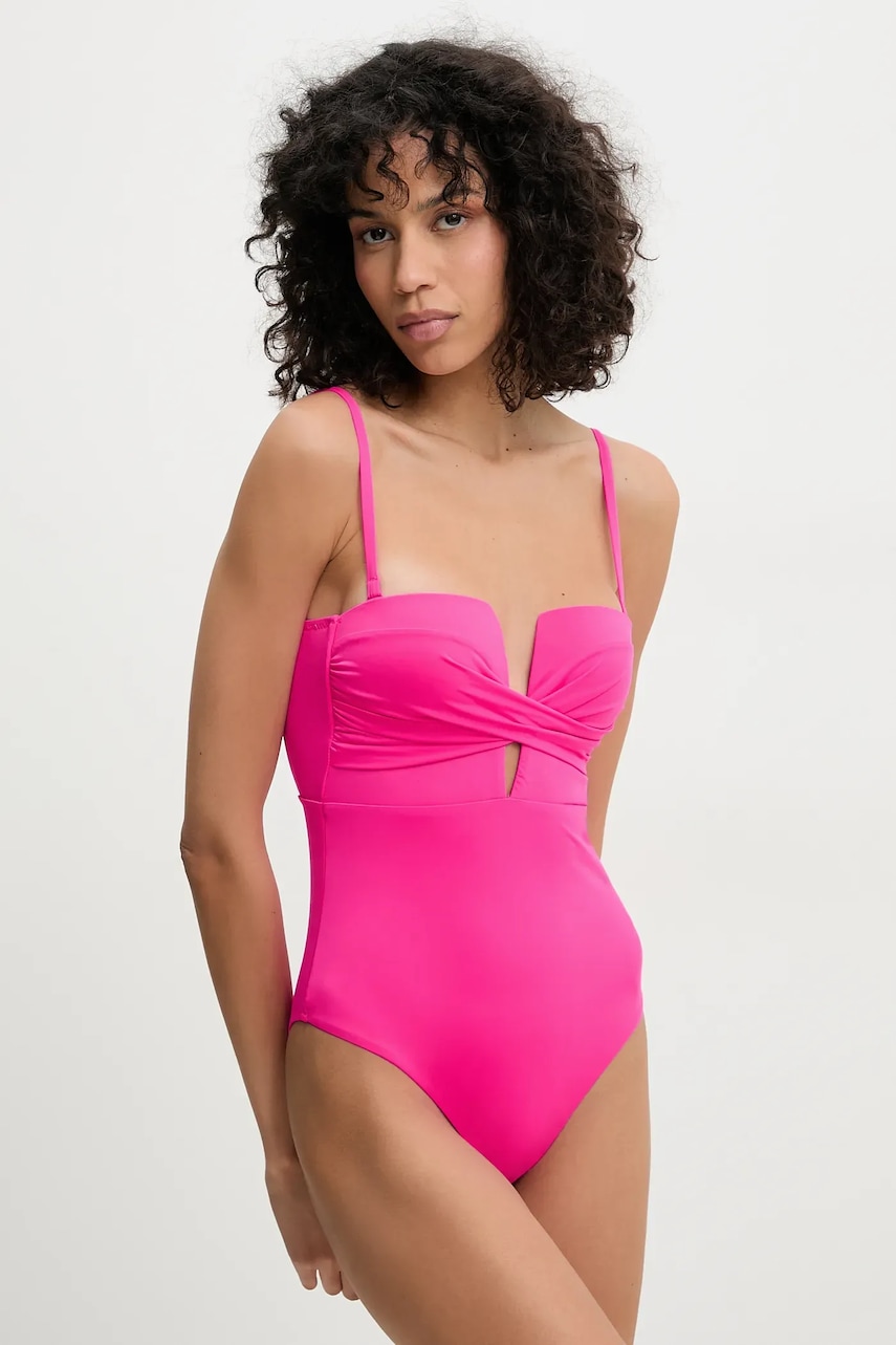 Answear Lab costum de baie dintr-o bucată culoarea roz, cupa rigidizata