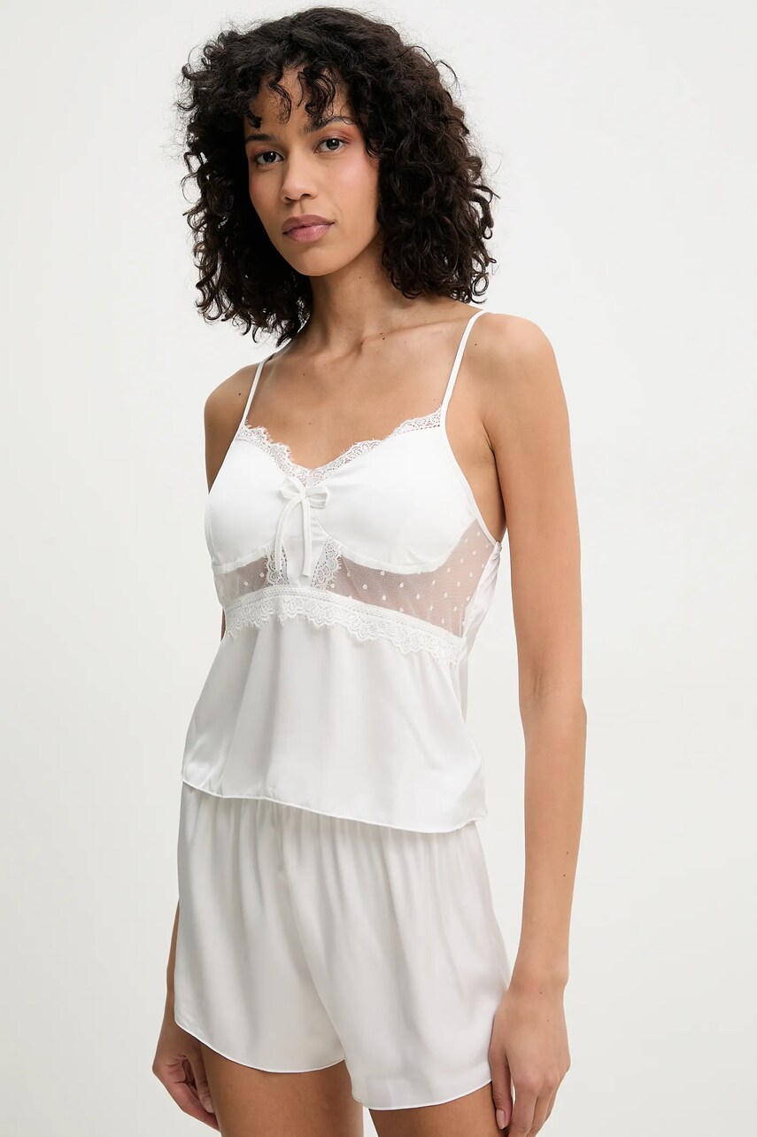 Answear Lab pijama femei, culoarea alb