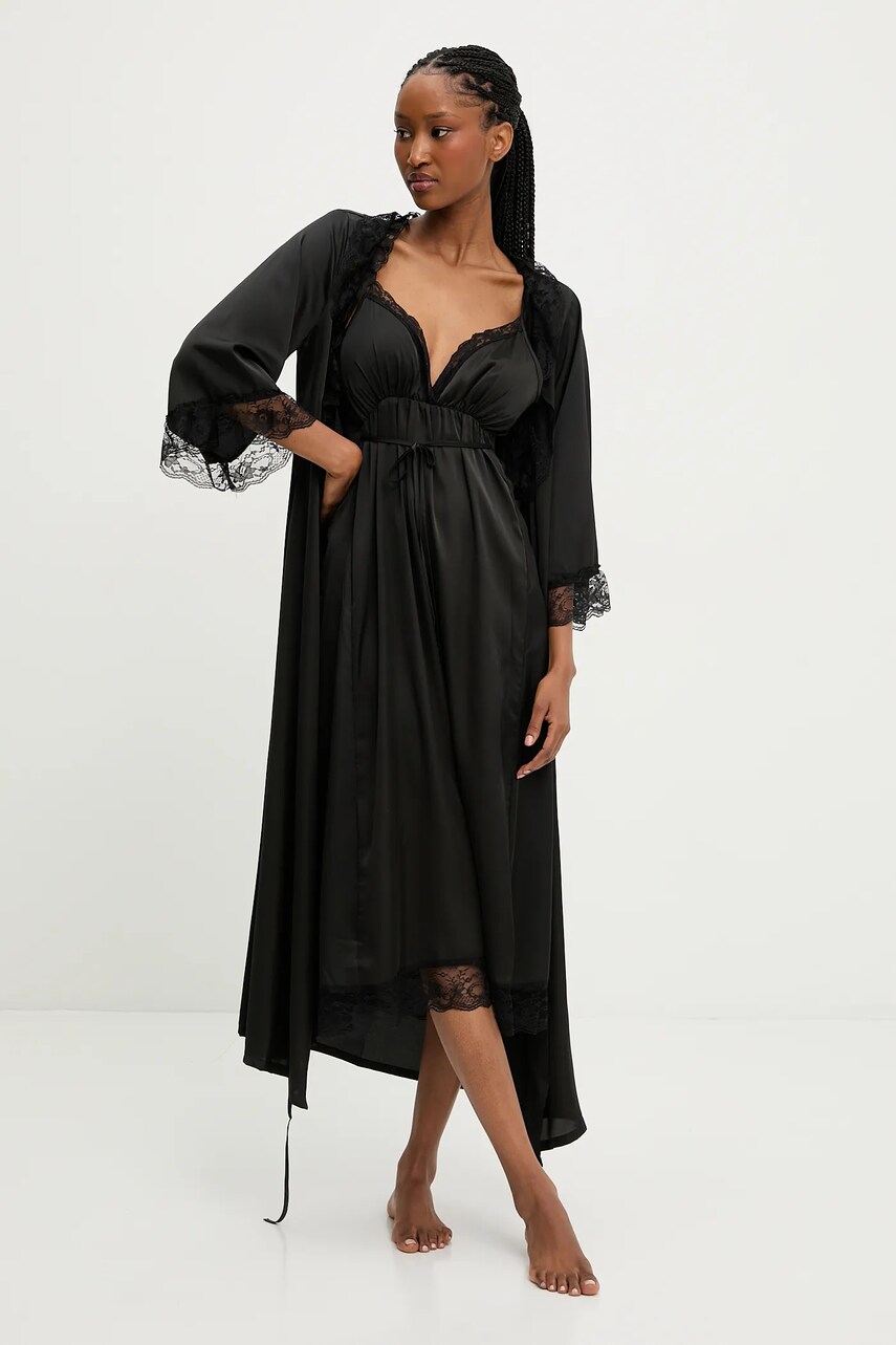 Answear Lab compleu pijama femei, culoarea negru