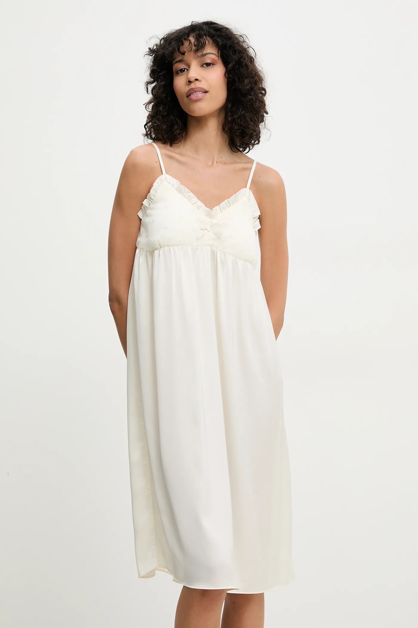 Answear Lab camasa de noapte femei, culoarea bej, dantela