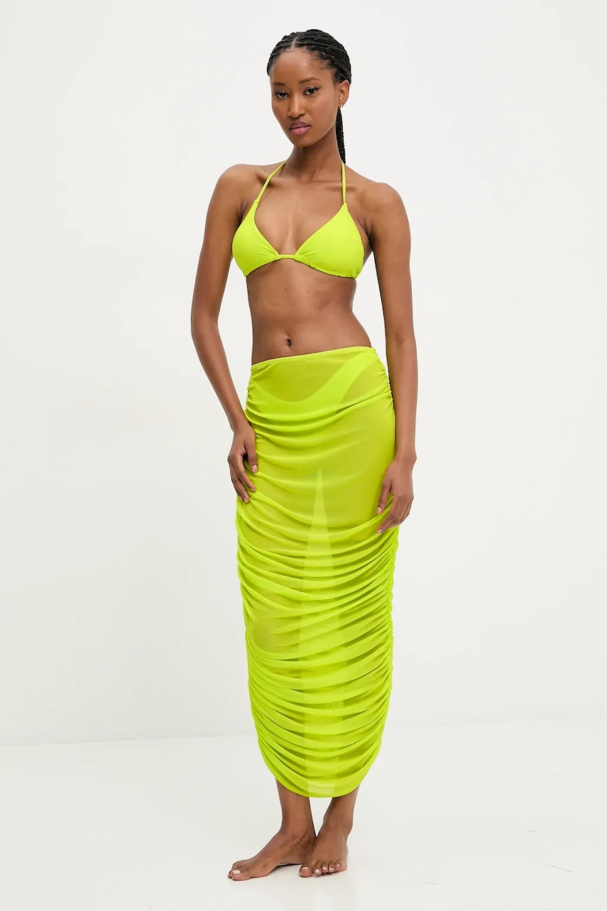 Answear Lab costum de baie din două piese și fustă culoarea verde, cupa usor rigidizata