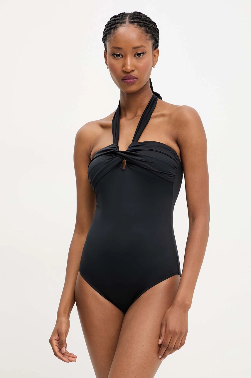 Answear Lab costum de baie dintr-o bucată culoarea negru, cupa usor rigidizata
