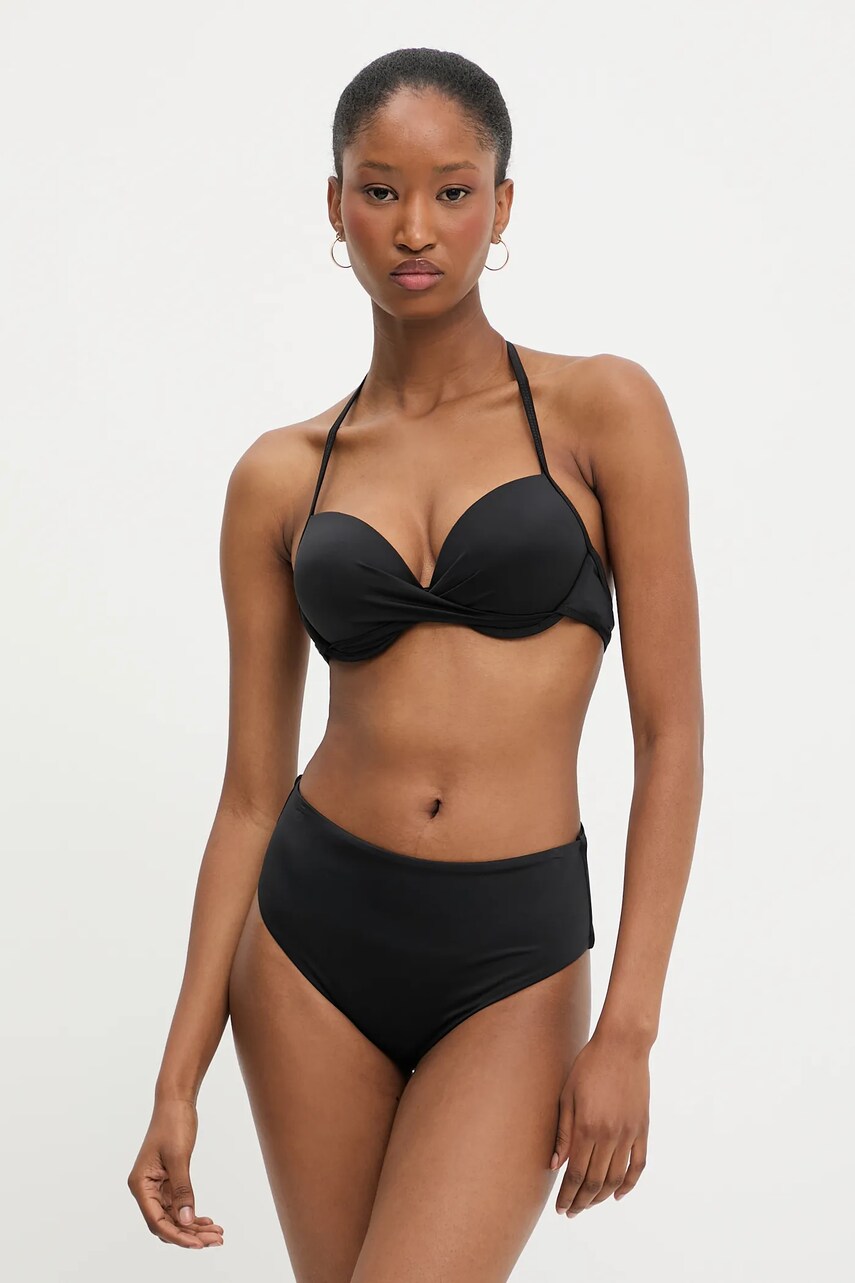 Answear Lab costum de baie din doua piese culoarea negru, cupa rigidizata