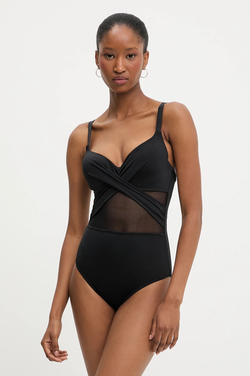 Answear Lab costum de baie dintr-o bucată culoarea negru, cupa usor rigidizata