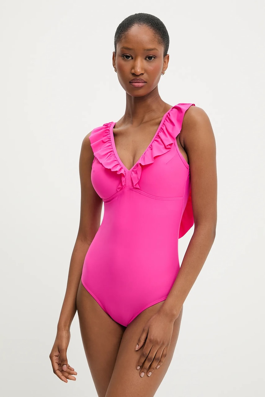 Answear Lab costum de baie dintr-o bucata culoarea roz, cupa usor rigidizata
