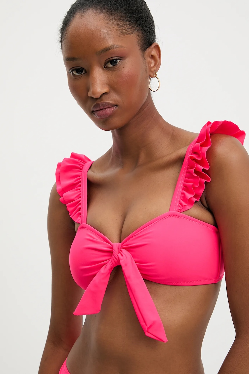 Answear Lab sutien de baie culoarea roz, cupa usor rigidizata