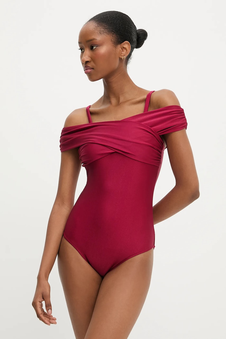 Answear Lab costum de baie dintr-o bucată culoarea bordo, cupa usor rigidizata