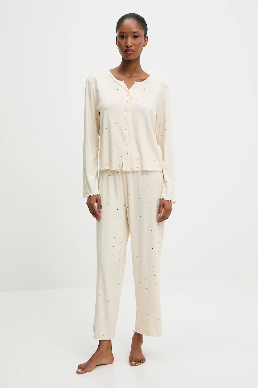 Answear Lab pijama culoarea bej