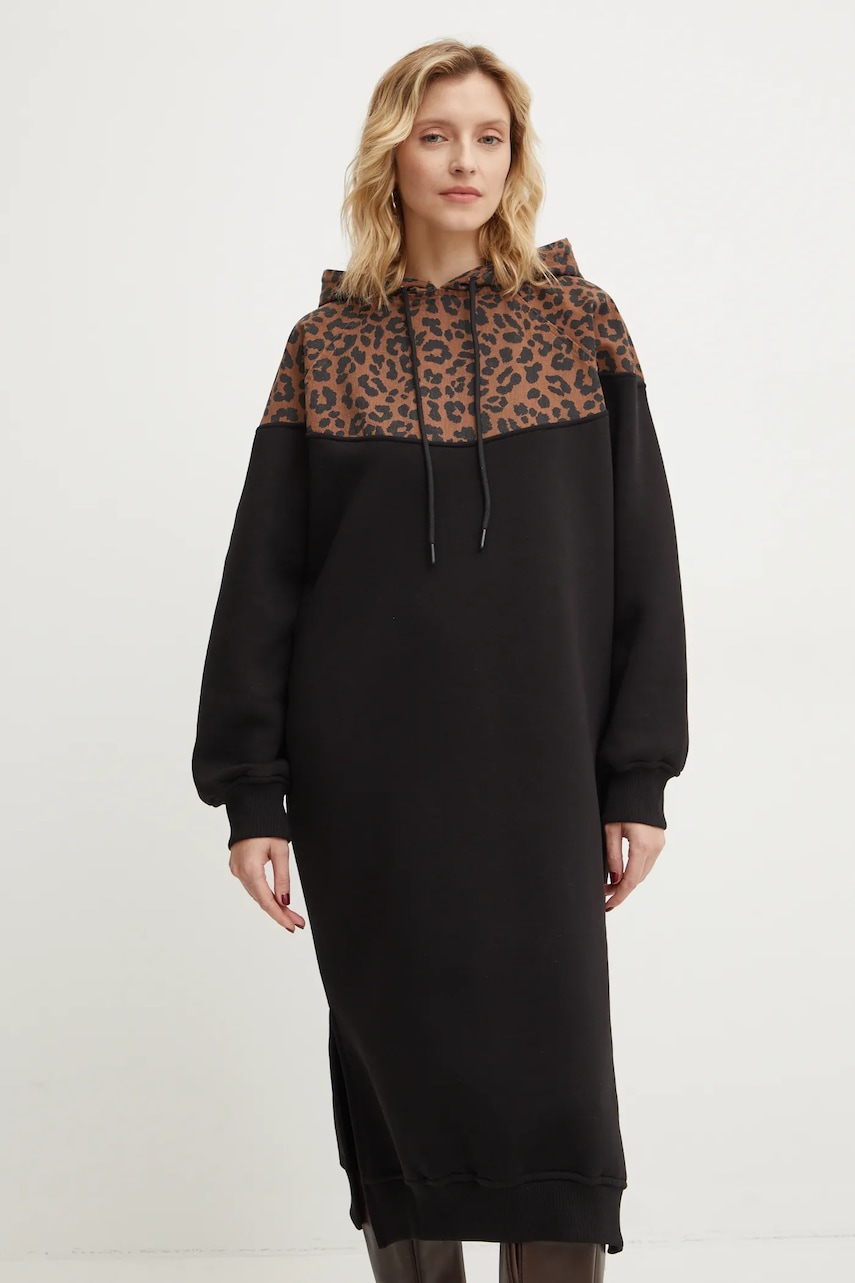 Кофта Answear.LAB женская цвет чёрный с капюшоном узор Кофта Answear.LAB женская цвет чёрный с капюшоном узор