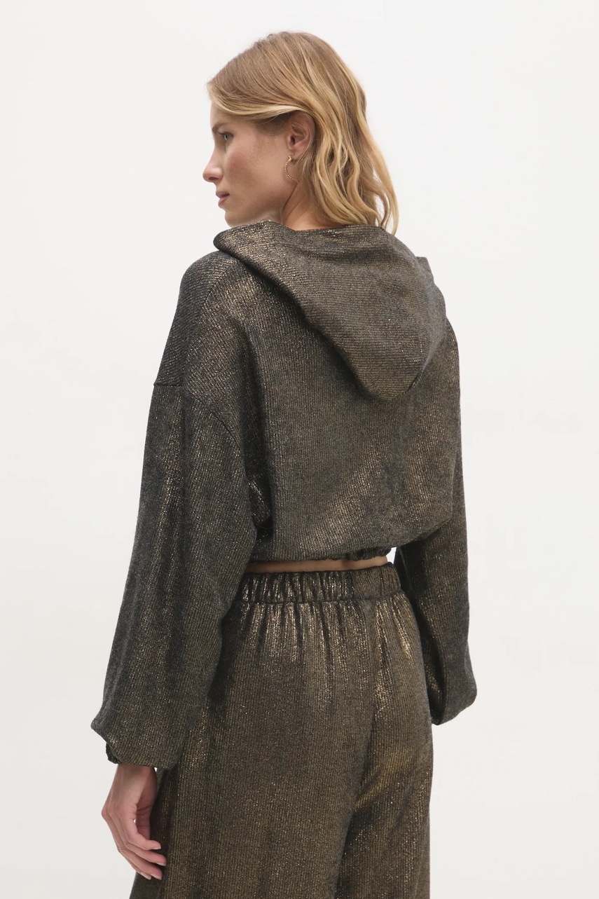 Μπλούζα Answear.LAB χρώμα: χρυσαφί, με κουκούλα φωτογραφία