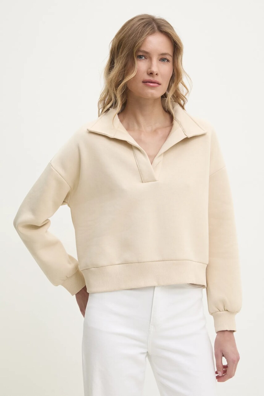 Answear Lab bluza femei, culoarea bej, neted