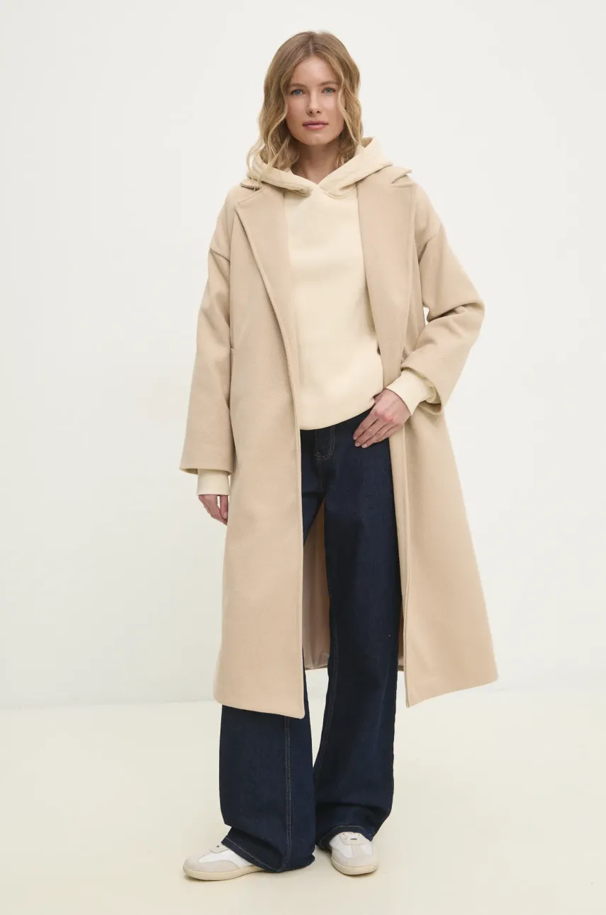 Кофта Answear.LAB женская цвет бежевый с капюшоном однотонная Кофта Answear.LAB женская цвет бежевый с капюшоном однотонная