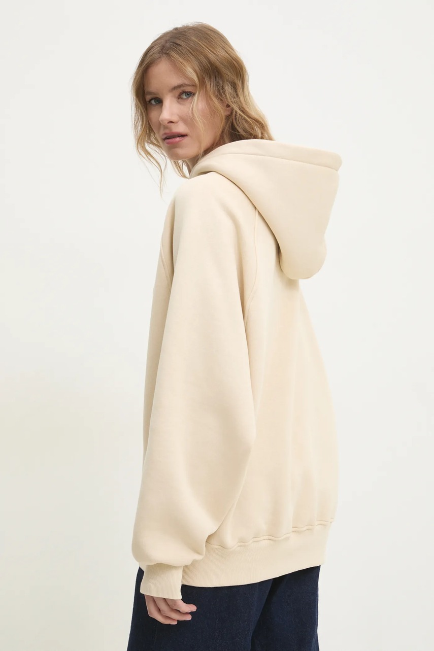 Μπλούζα Answear.LAB χρώμα: μπεζ, με κουκούλα φωτογραφία