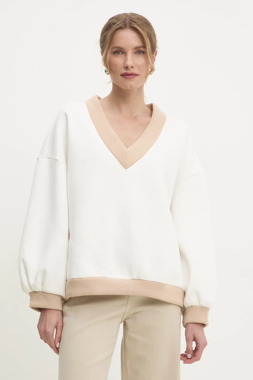 Answear Lab bluza femei, culoarea bej, neted