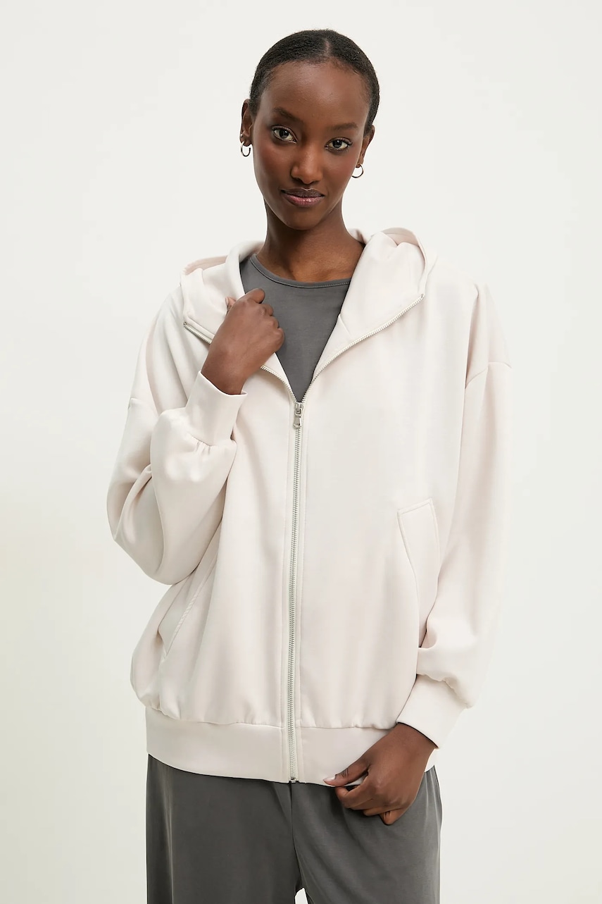 Answear Lab bluza femei, culoarea bej, cu glugă, neted Answear Lab bluza femei, culoarea bej, cu glugă, neted