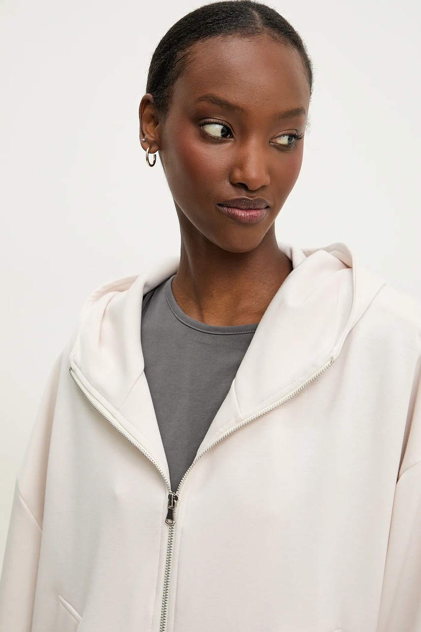 Μπλούζα Answear.LAB χρώμα: μπεζ, με κουκούλα φωτογραφία