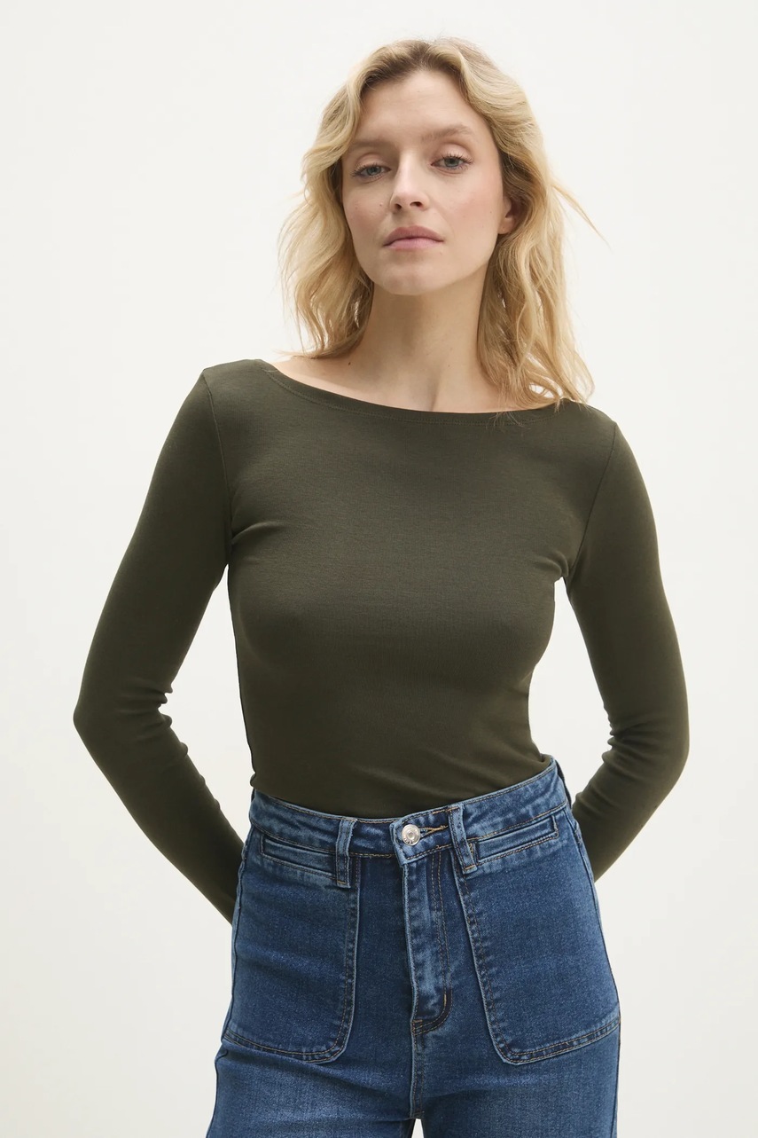 Answear Lab longsleeve femei, culoarea verde