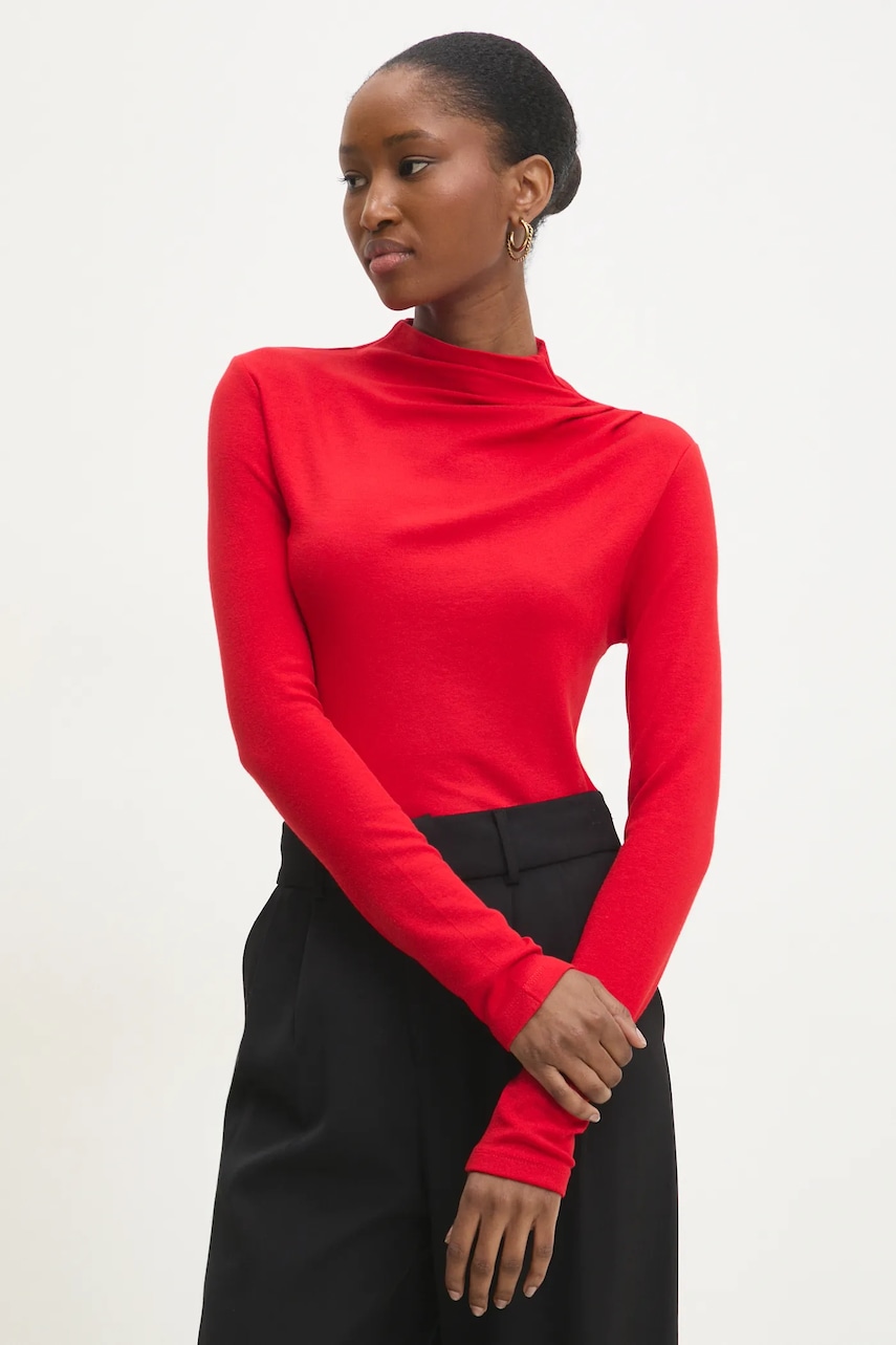 Answear Lab longsleeve femei, culoarea rosu, cu turtleneck