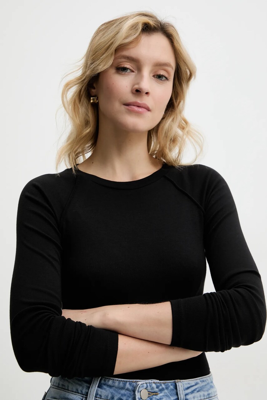 Answear Lab longsleeve femei, culoarea negru