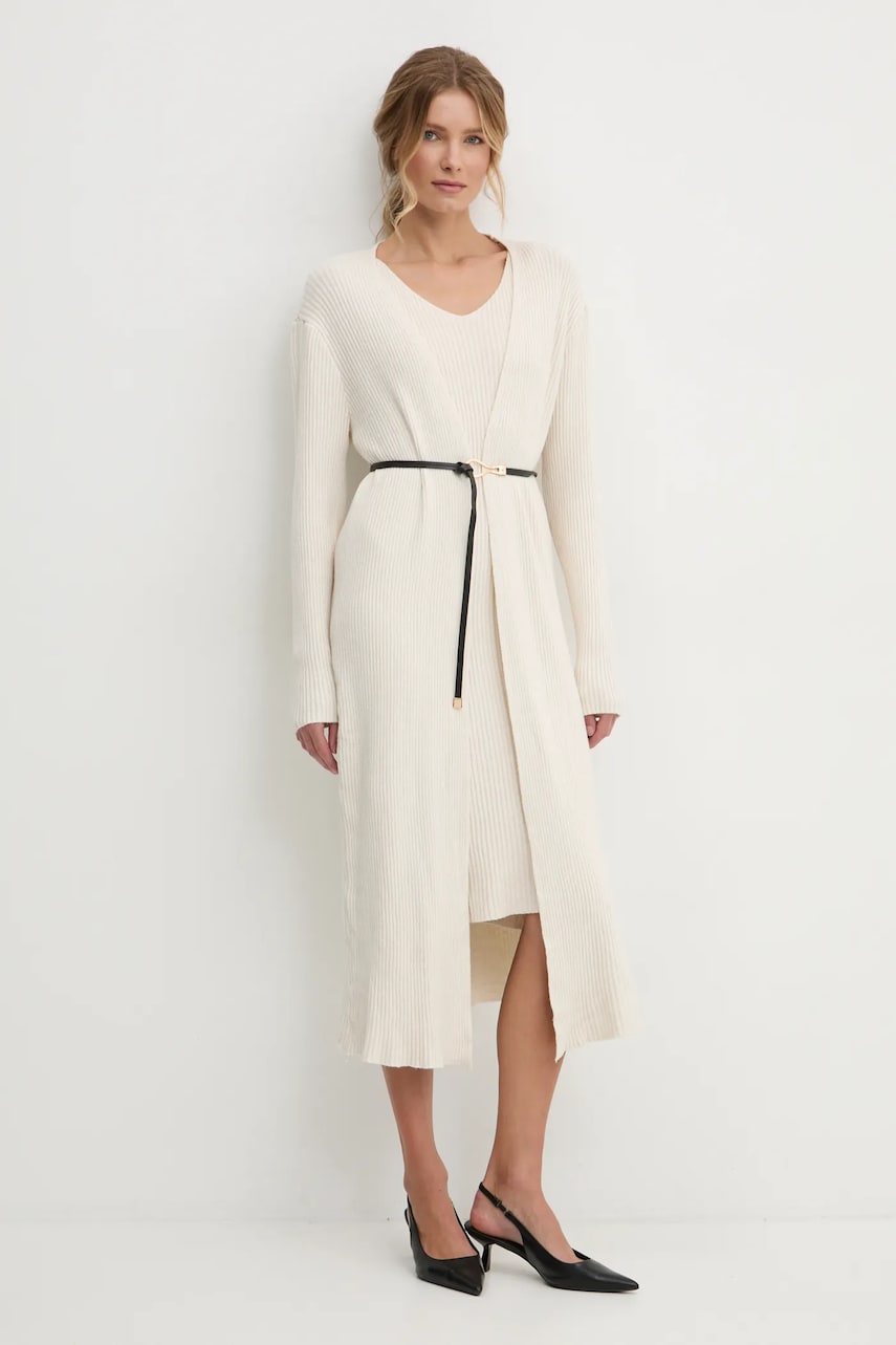 Answear Lab rochie și cardigan culoarea bej Answear Lab rochie și cardigan culoarea bej