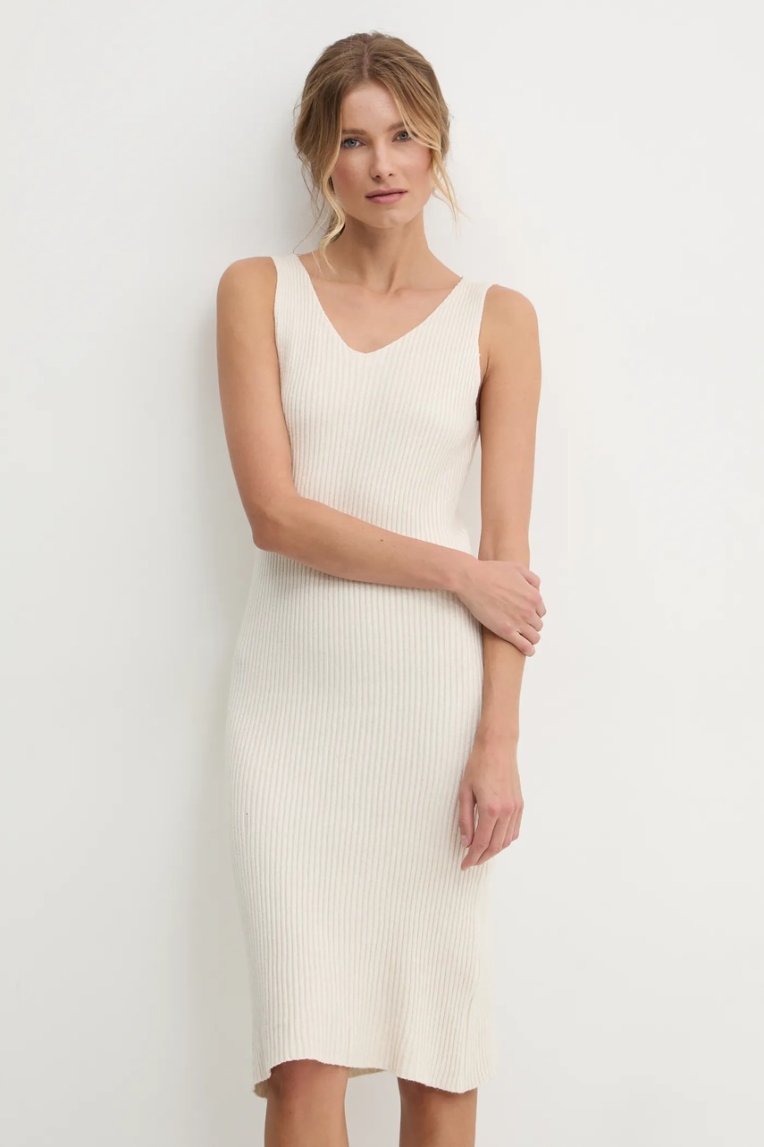 Φόρεμα και ζακέτα Answear.LAB χρώμα: μπεζ φωτογραφία