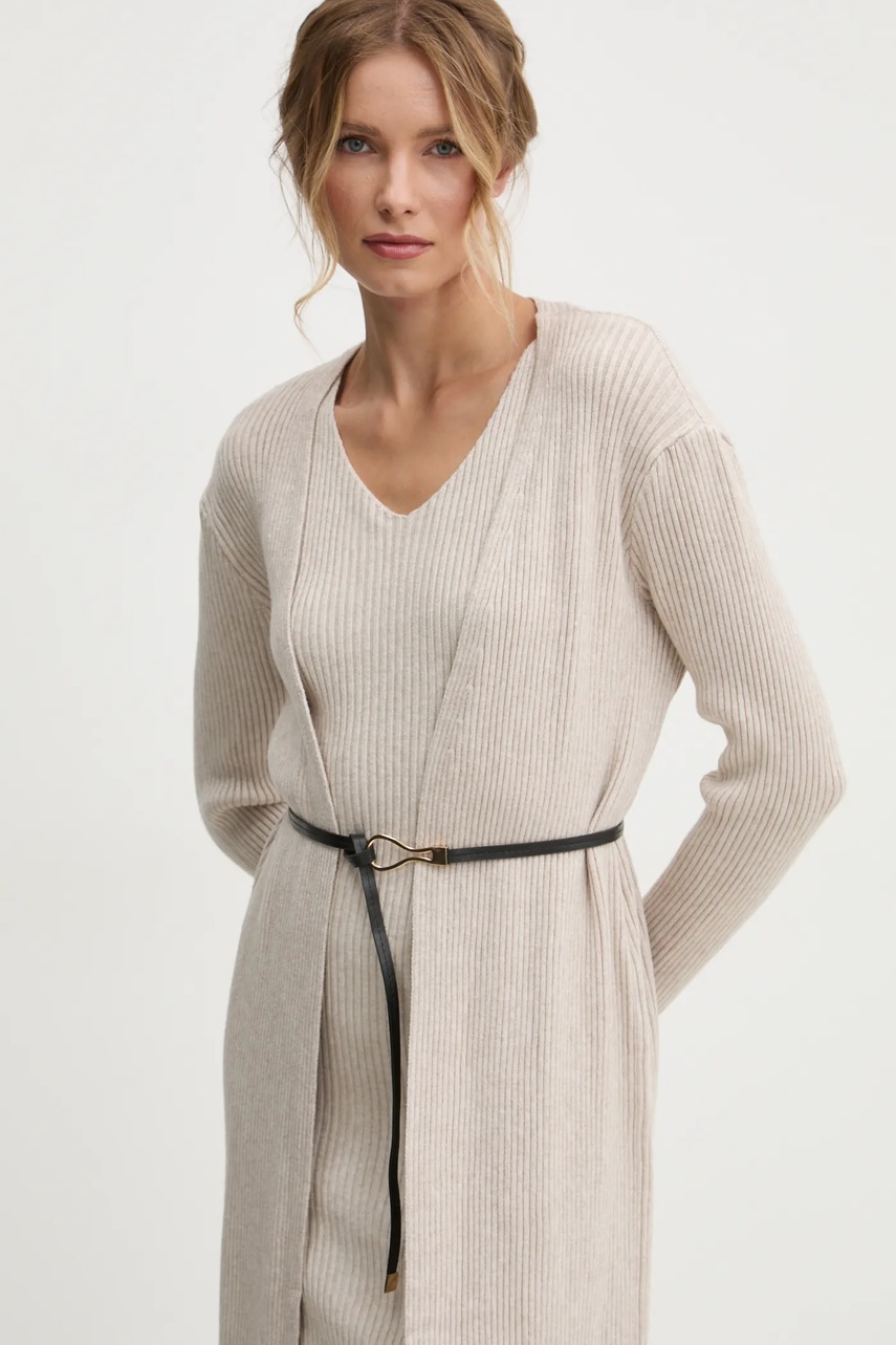 Φόρεμα και ζακέτα Answear.LAB χρώμα: μπεζ φωτογραφία