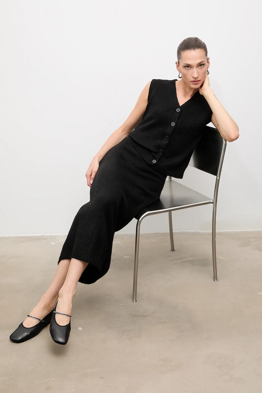 Answear Lab set din lana culoarea negru