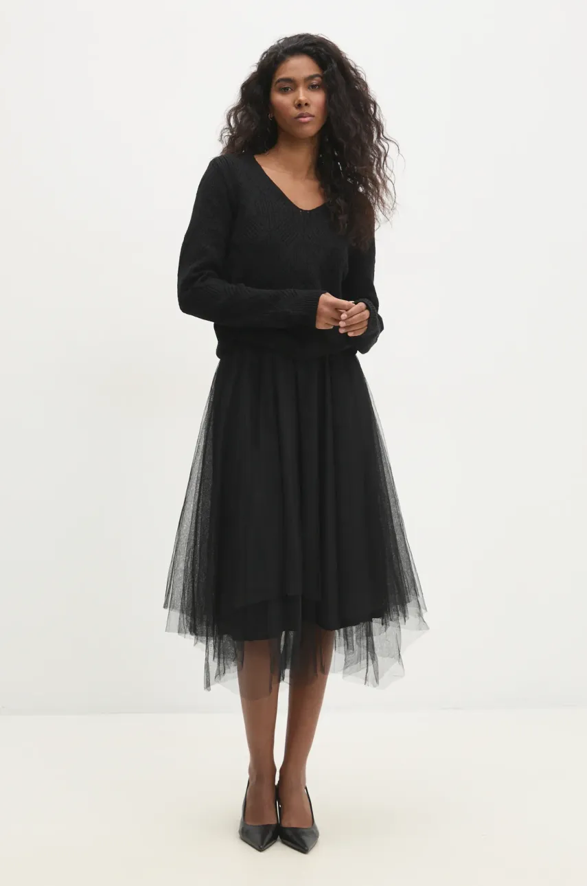 Answear Lab rochie și pulover culoarea negru