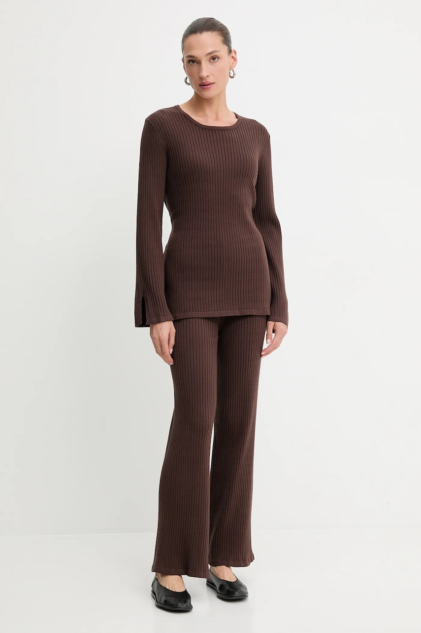 Answear Lab bluză și pantaloni culoarea maro
